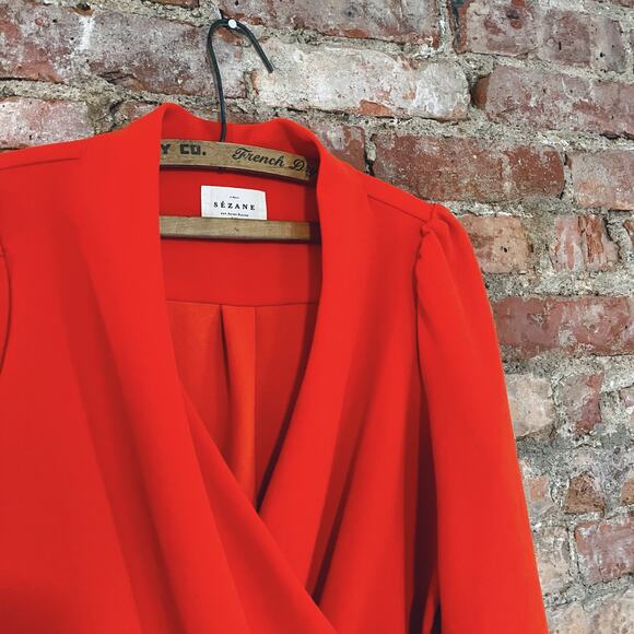 Sezane Abelia Blouse Top - Orange Red - 36 - Picture 6 of 10